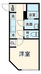 カインドネス小田急相模原IV 1階1Kの間取り