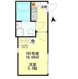 京成押上線 四ツ木駅 徒歩10分の賃貸アパート 1階1Kの間取り
