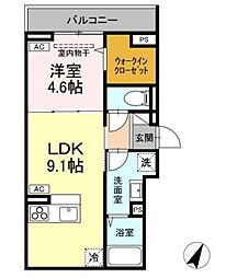 D-comodo深大寺北町 2階1LDKの間取り