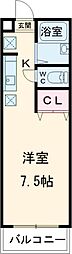 空　眠 2階ワンルームの間取り