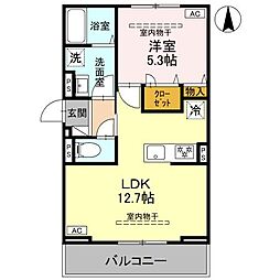 シャトー SANA 3階1LDKの間取り