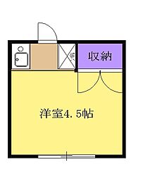 コーポミミ 3階1Kの間取り