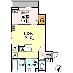 Asset-Court中町 1階1LDKの間取り