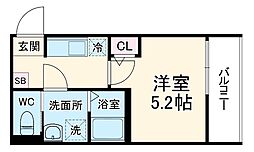 GRADUS鶴ヶ島II 1階1Kの間取り