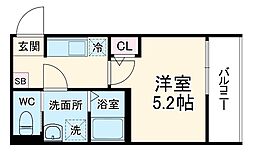 GRADUS鶴ヶ島II 2階1Kの間取り