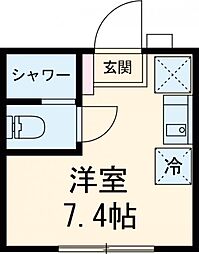 シエスタヴィラ代田橋エルプエブロＳ棟 1階ワンルームの間取り
