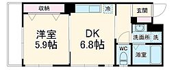 Alivio古川橋 1階1DKの間取り