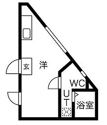 four新板橋 1階ワンルームの間取り