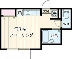 シエデイグローブ 1階ワンルームの間取り
