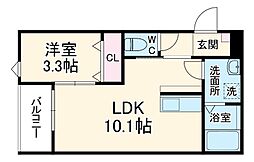 LECOCON一宮VI 3階1LDKの間取り