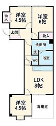 名古屋市営名城線 黒川駅 徒歩4分の賃貸マンション 1階3DKの間取り