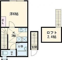 マウ東高円寺 2階1Kの間取り