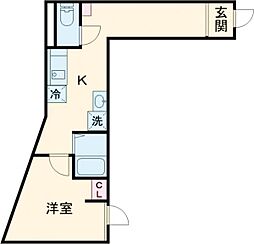 メイユール新小岩 2階1Kの間取り