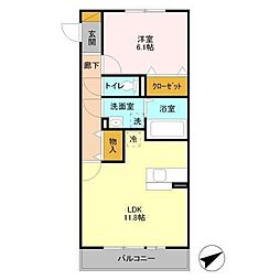 コスモパーク　Ｃ 2階1LDKの間取り
