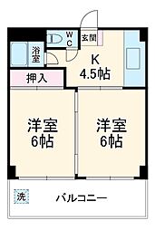 メディカルマンション 4階2DKの間取り