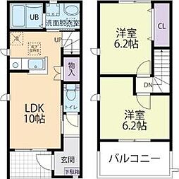 ベルレーヴC 1階2LDKの間取り