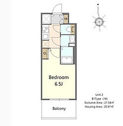 S-RESIDENCE高井田beleta 7階1Kの間取り