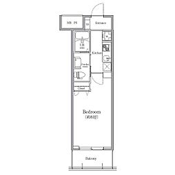 エルプレイス京橋 3階1Kの間取り