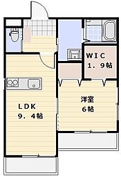 クレール・カーサ 1階1LDKの間取り