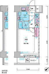 GENOVIA三ノ輪IIIskygarden 1002 10階1Kの間取り