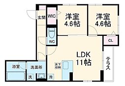 Ｄ−ＺＥＳＴ 1階2LDKの間取り