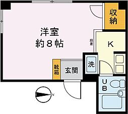 ウィングハイム 2階ワンルームの間取り