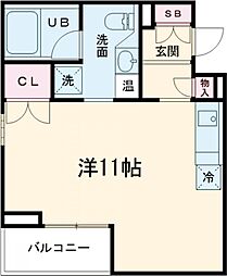 カーサ・デル・ソル小石川 2階ワンルームの間取り
