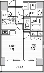 シーズンフラッツ上野稲荷町 3階1LDKの間取り