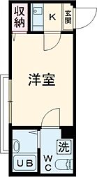 APT西新井 2階1Kの間取り