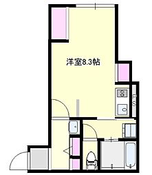 メゾン・ド・アニモ 204 2階ワンルームの間取り