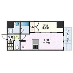 ディアレイシャス名古屋浄心 14階1LDKの間取り