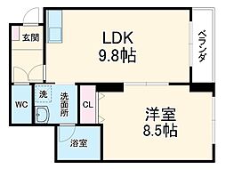 クレアーレ五条大宮 1階1LDKの間取り