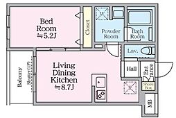 アイルグランデ赤羽 3階1LDKの間取り