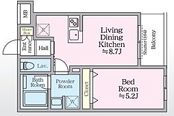 アイルグランデ赤羽 4階1LDKの間取り