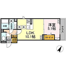 D-comodo 野塩 1階1LDKの間取り