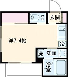 ＲＵＨＥ　ＨＡＵＳ 1階ワンルームの間取り