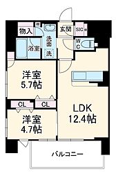 Moruan Residence 5階2LDKの間取り