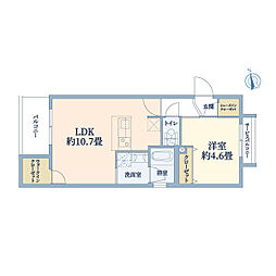 ウェルスクエア都島中通 2階1LDKの間取り