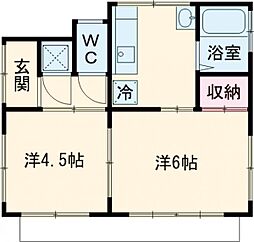 筑西平屋貸家 1階2Kの間取り