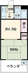大泉マンション 2階2Kの間取り