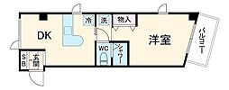 セントラルルミナス 205 2階1DKの間取り