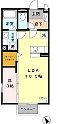 メゾンルミエール 2階1LDKの間取り