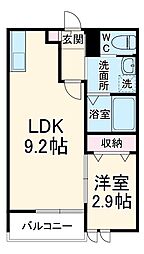 蓮田市東2丁目アパート 301 3階1LDKの間取り