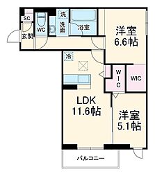 fortuna duo 3階2LDKの間取り