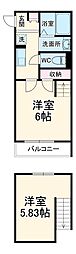 Will Grano岩槻 201 2階1Kの間取り