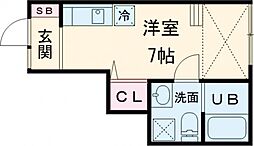 文京大塚テラス 1階ワンルームの間取り