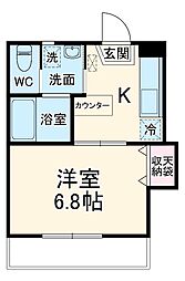 コンシェルジュ高崎 2階1Kの間取り