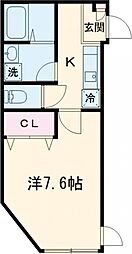 カーサ柴又 2階1Kの間取り