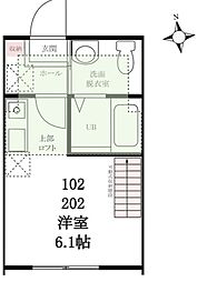 ハーミットクラブハウス鶴見寺谷Ｃ棟 1階ワンルームの間取り