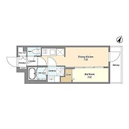 グランカーサ千駄木 2階1DKの間取り